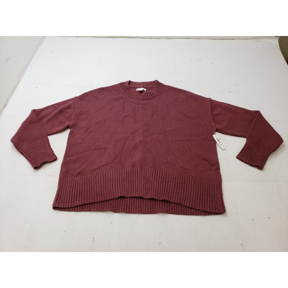 Daily Ritual Womens Sweater Long Sleeve Ribbed Crewneck Tight Knit Plum Size S